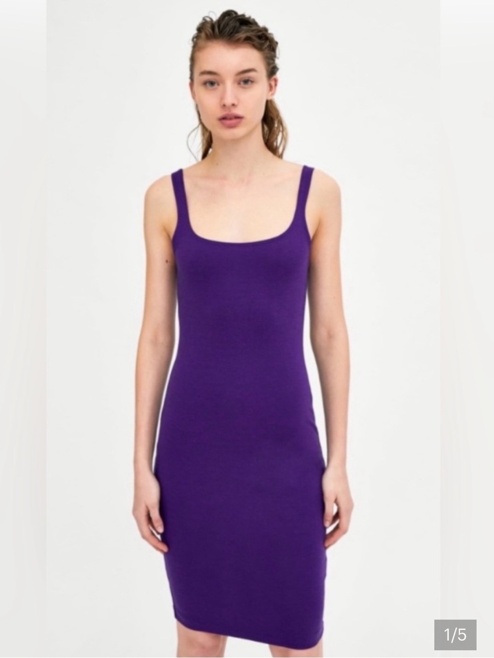 NWOT Zara Purple Midi Bodycon Dress Size Small